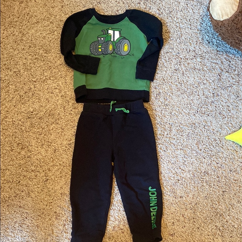 John Deere Green and Black Joggers with Elastic Cuffs